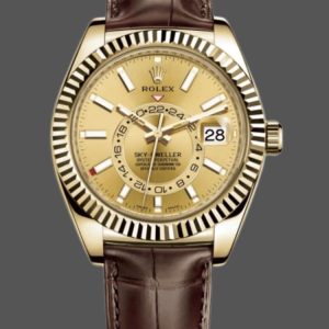 Rolex Sky-Dweller 326138 Champagne Dial Yellow Gold 42MM Mens Replica Watch