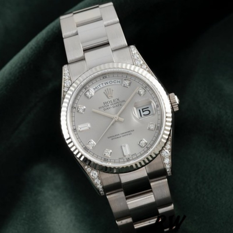 Rolex Day Date 118339 Silver Dial Fluted Bezel 36mm Unisex Replica Watch - Image 2