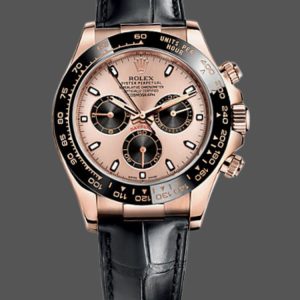 Rolex Cosmograph Daytona 116515LN Leather strap Black Pink Dial 40mm Mens Replica Watch