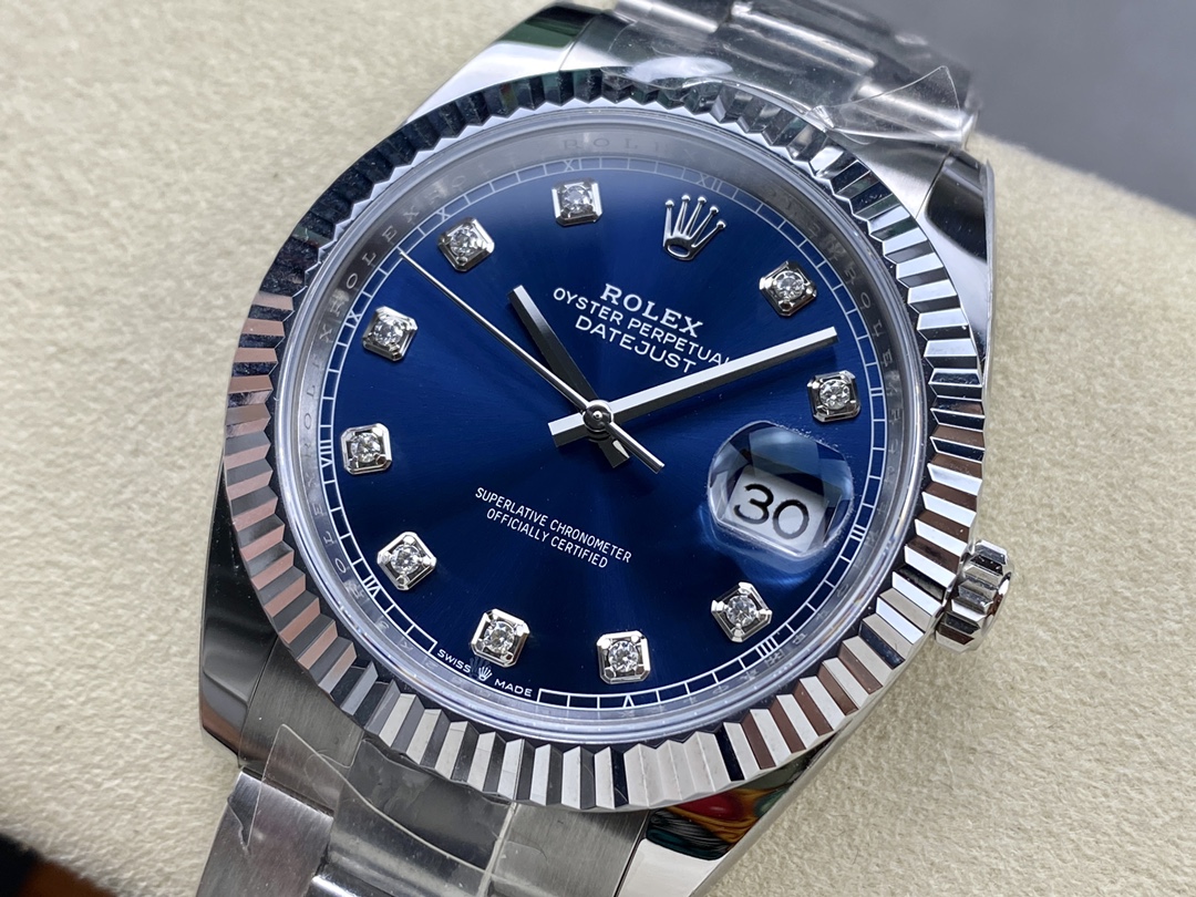 Rolex Datejust 126334 0015 Fluted Bezel Blue Diamond Dial 41MM Mens Replica Watch - Image 5