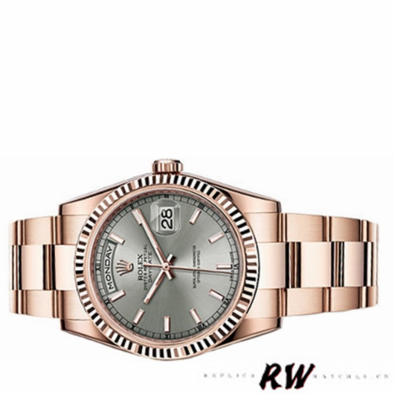 Rolex Day-Date 118235 Rhodium Grey Dial 36mm Unisex Replica Watch - Image 4