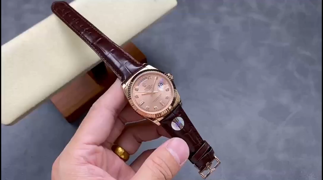 Rolex Day Date 36 Yellow Gold Case 118135 0101 Brown Leather Watch - Image 2