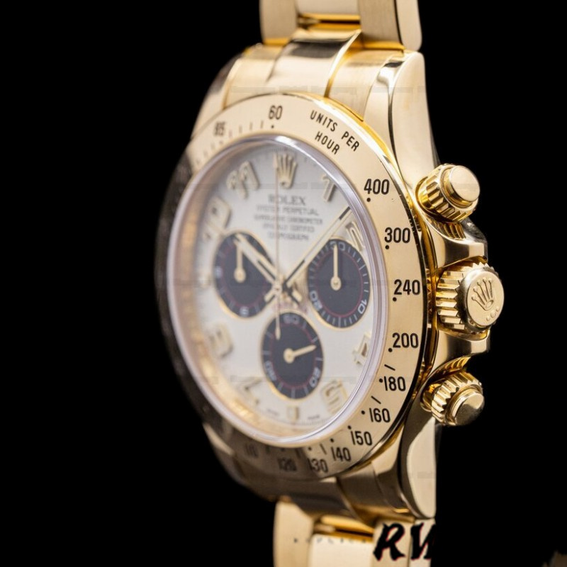 Rolex Daytona 116528 White Arabic Dial Yellow Gold 40mm Mens Replica Watch - Image 15