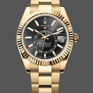 Rolex Sky Dweller Yellow Gold Black Dial Oyster M336938 0002 Men's Replica Watch