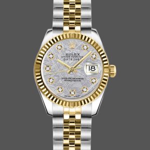 Rolex Datejust 179173 Meteorite Grey Diamond Dial Fluted Bezel 26MM Lady Replica Watch