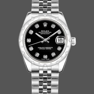 Rolex Datejust 178344 Black Diamond Dial Jubilee Bracelet 31MM Lady Replica Watch