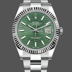 Rolex Datejust 126334 0029 Fluted Bezel Green Motif Dial 41MM Mens Replica Watch