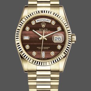 Rolex Day-Date 118238 Yellow Gold Diamond Bulls Eye Dial 36mm Unisex Replica Watch