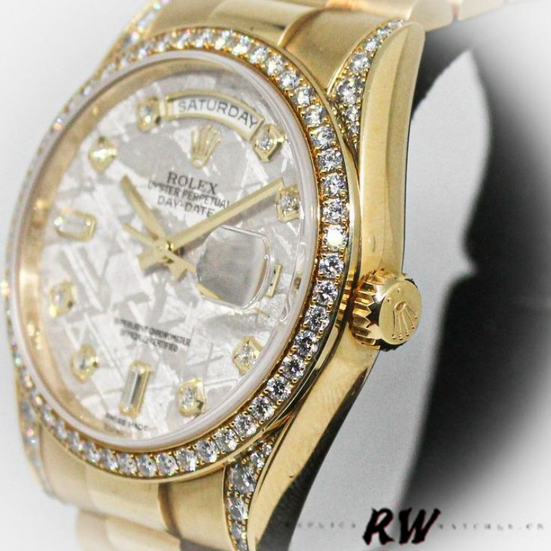 Rolex Day-Date 118388 Diamond Bezel Meteorite Dial 36MM Unisex Replica Watch - Image 3