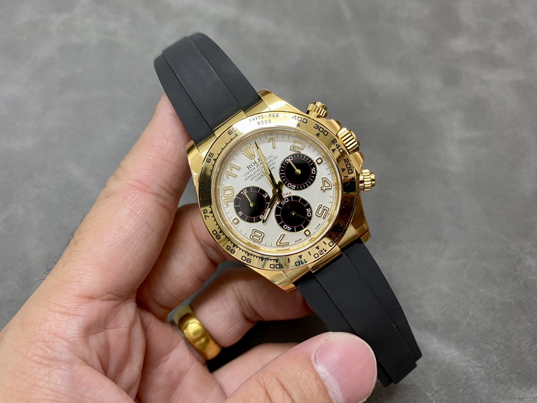Rolex Daytona 116528 White Arabic Dial Yellow Gold 40mm Mens Replica Watch - Image 6