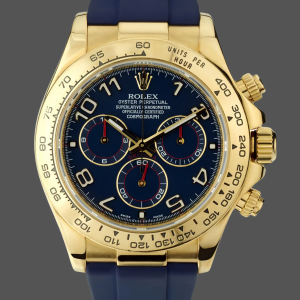 Rolex Cosmograph Daytona Yellow Gold Case Blue Dial 116518 Men's Watch