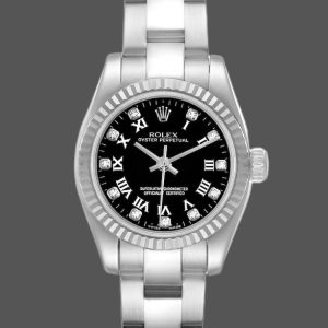 Rolex Oyster Perpetual 176234 Black Roman and Diamond Dial 26MM Lady Replica Watch