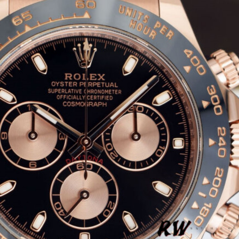 Rolex Cosmograph Daytona 116515 Leather strap Black Dial 40mm Mens Replica Watch - Image 3