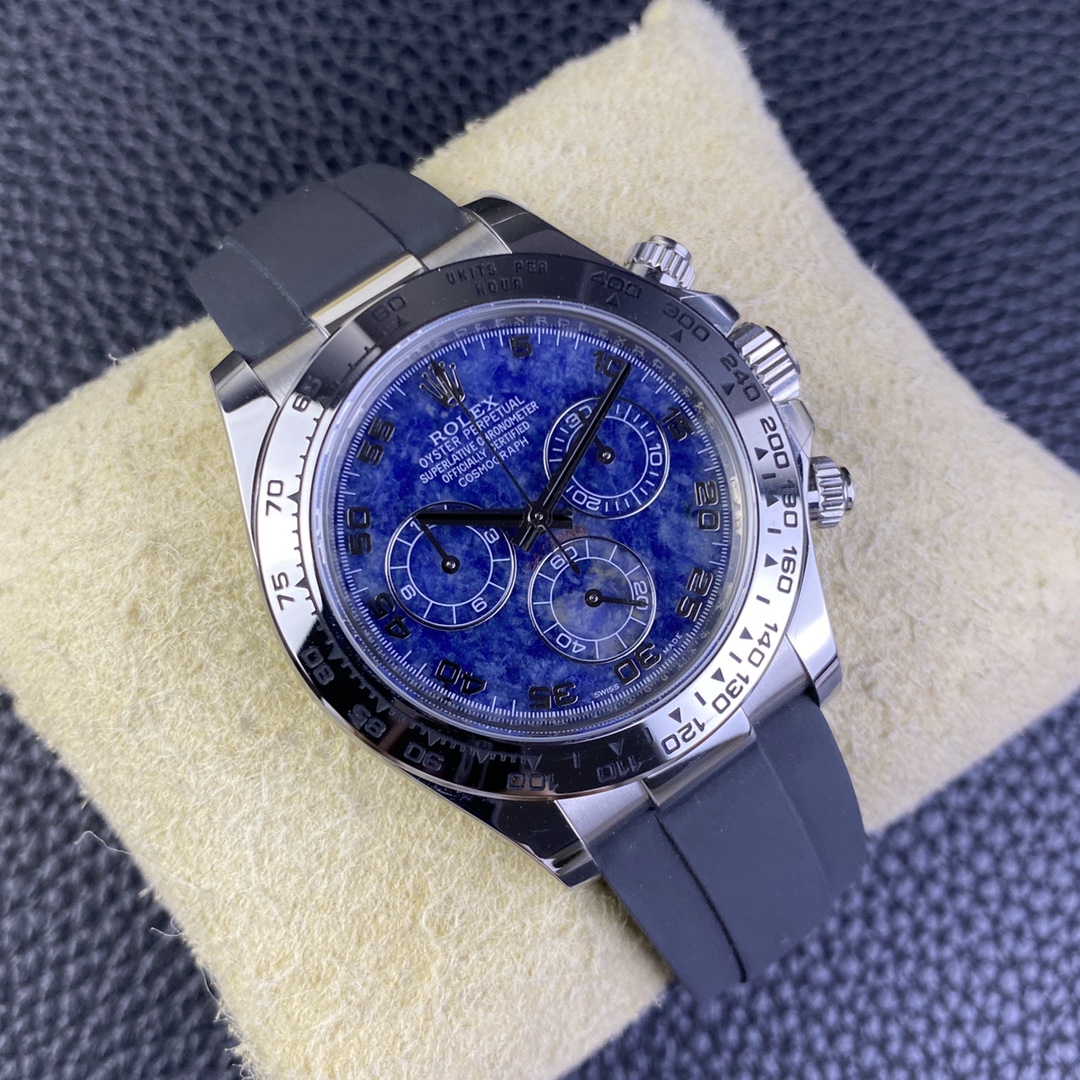 Rolex Daytona 116519 Sodalite Arabic Dial Blue Alligator Leather 40mm Mens Replica Watch - Image 4