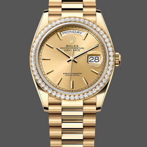 Rolex Day Date 36 Yellow Gold Champagne Dial Diamond Bezel m128348rbr 0026