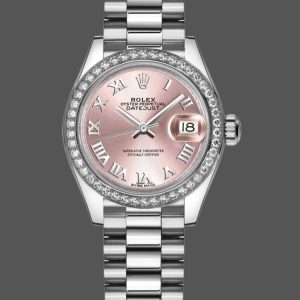 Rolex Datejust Diamond Bezel Pink Dial Roman Numerals hour markers 279136RBR 28mm Lady Replica Watch