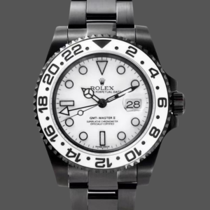 Rolex GMT Master II Black PVD/DLC Coated White Dial Stainless Steel 16710 Men's Watch