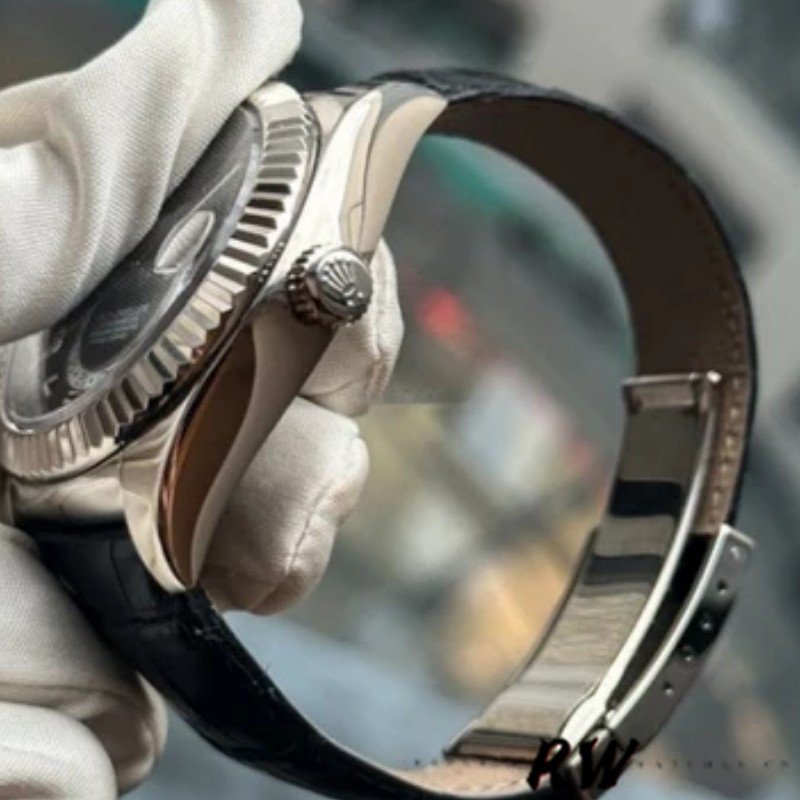 Rolex Sky-Dweller 326139 Black Dial Leather Strap 42MM Mens Replica Watch - Image 4