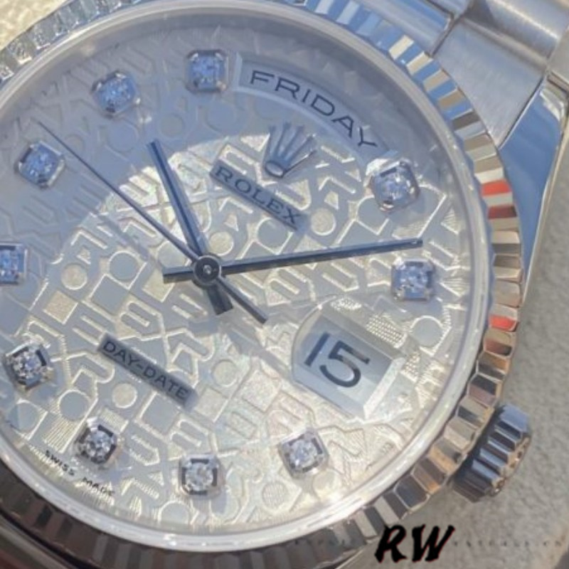 Rolex Day-Date 118239 Jubilee Silver Dial 36mm Unisex Replica Watch - Image 4