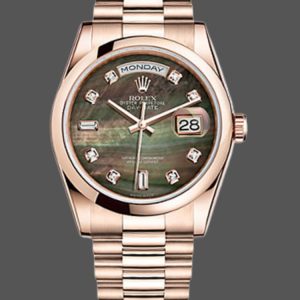 Rolex Day-Date 118205 Dark Mother of Pearl Black Dial 36mm Unisex Replica Watch