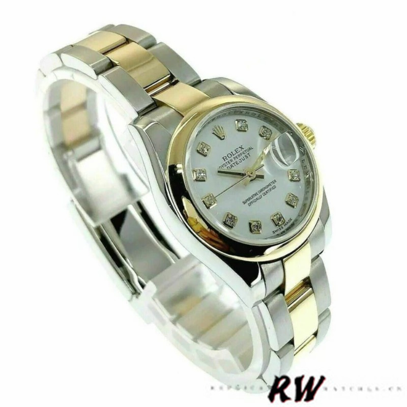 Rolex Datejust 179163 White Diamond Dial Domed Dezel 26MM Lady Replica Watch - Image 3