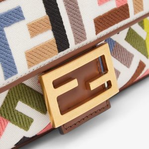 Baguette Canvas Bag With Multicolor FF Embroidery