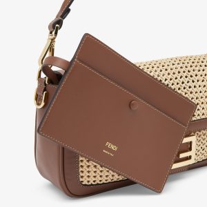 Baguette Brown Leather and Macramé Bag