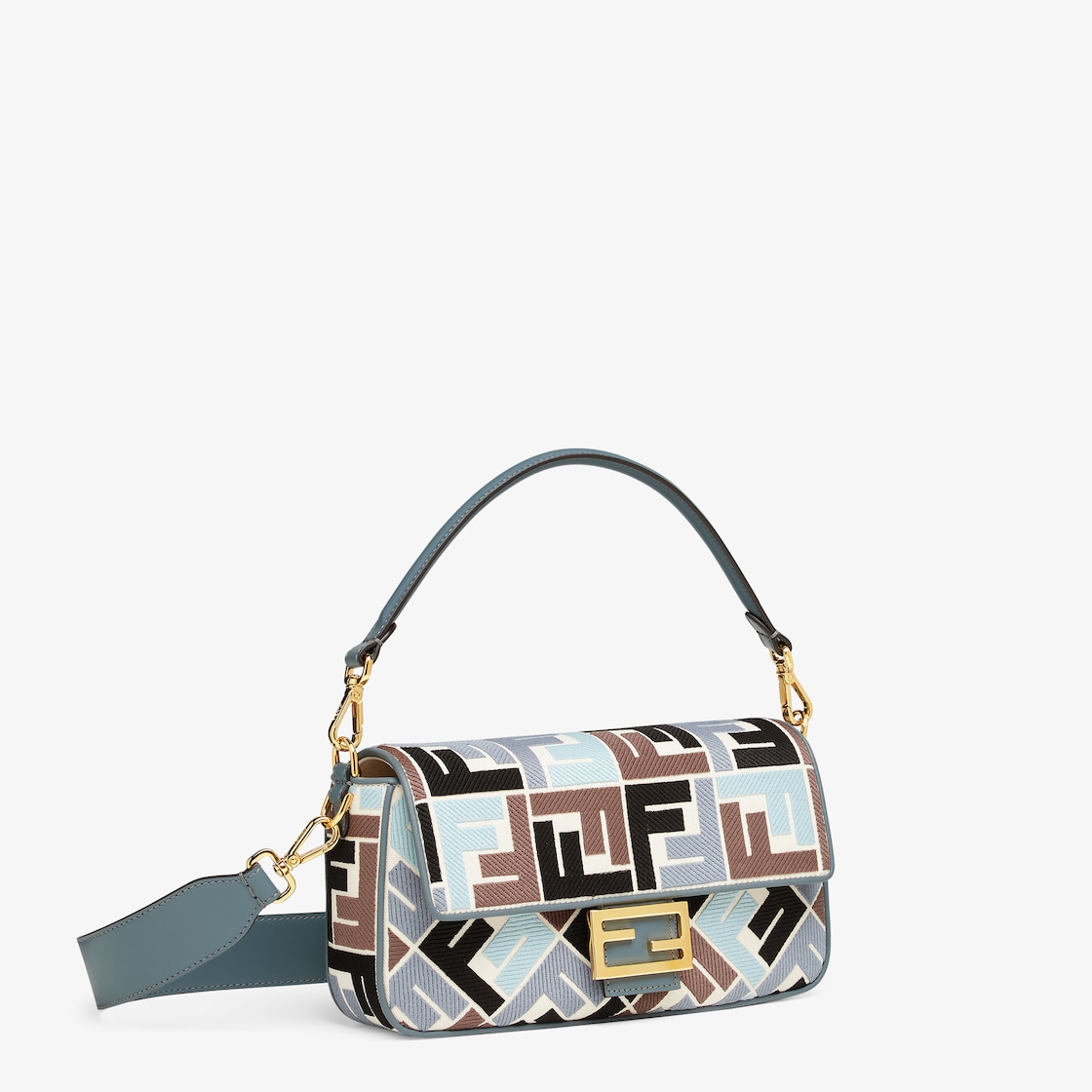 Baguette Canvas Bag With Multicolor FF Embroidery - Image 4