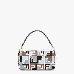 Baguette Canvas Bag With Multicolor FF Embroidery