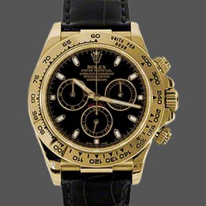 Rolex Cosmograph Daytona 116518 Black Leather Strap 40MM Mens Replica Watch