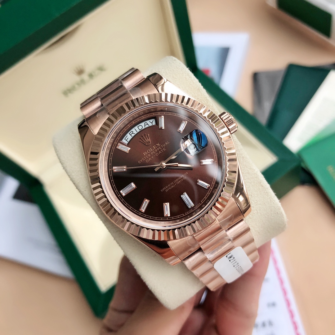 Rolex Day-Date 118235 Everose Gold Case Chocolate Dial 36mm Unisex Replica Watch - Image 4