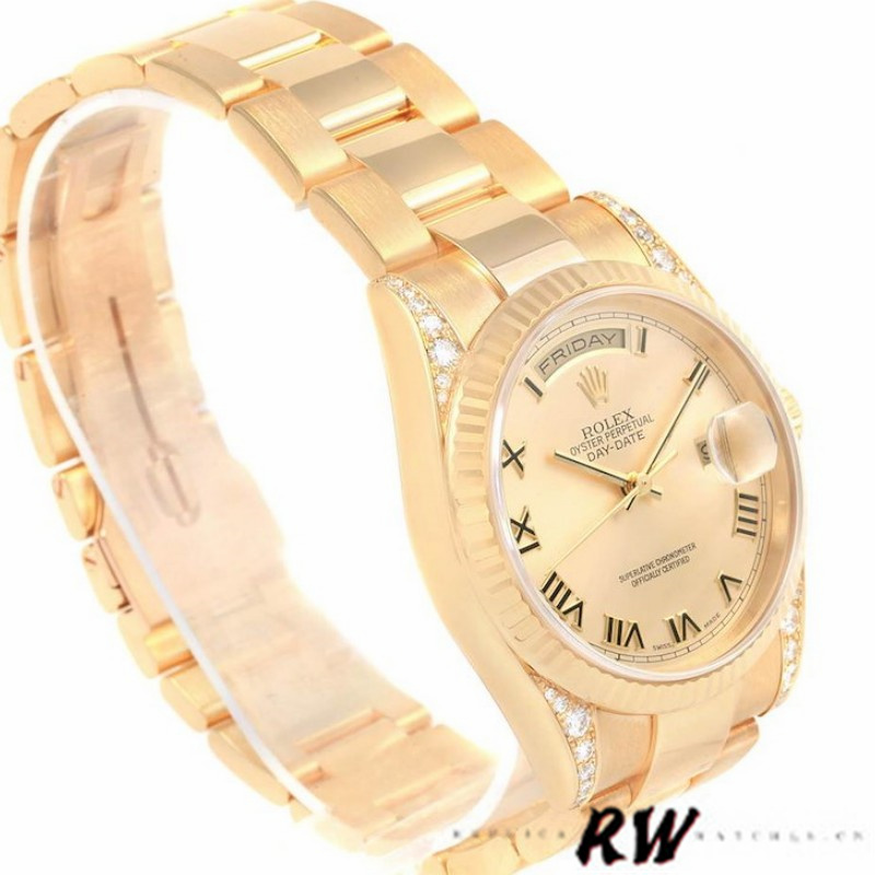 Rolex Day-Date 118338 Yellow gold Champagne Dial Roman Numerals 36mm Unisex Replica Watch - Image 2