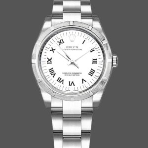 Rolex Oyster Perpetual 177210 Stainless Steel White Roman Dial 31mm Lady Replica Watch