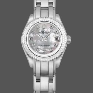 Rolex Pearlmaster 81339 White MOP Diamond Dial 34mm Lady Replica Watch