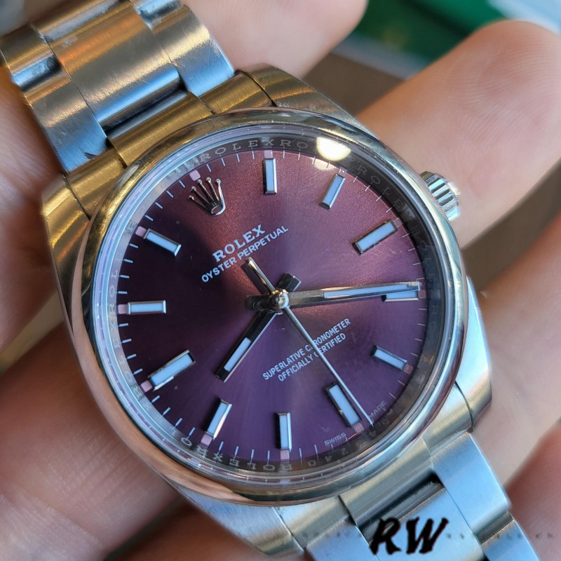 Rolex Oyster Perpetual Air-King 114200 Grape Red Index Dial 34mm Unisex Replica watch - Image 13