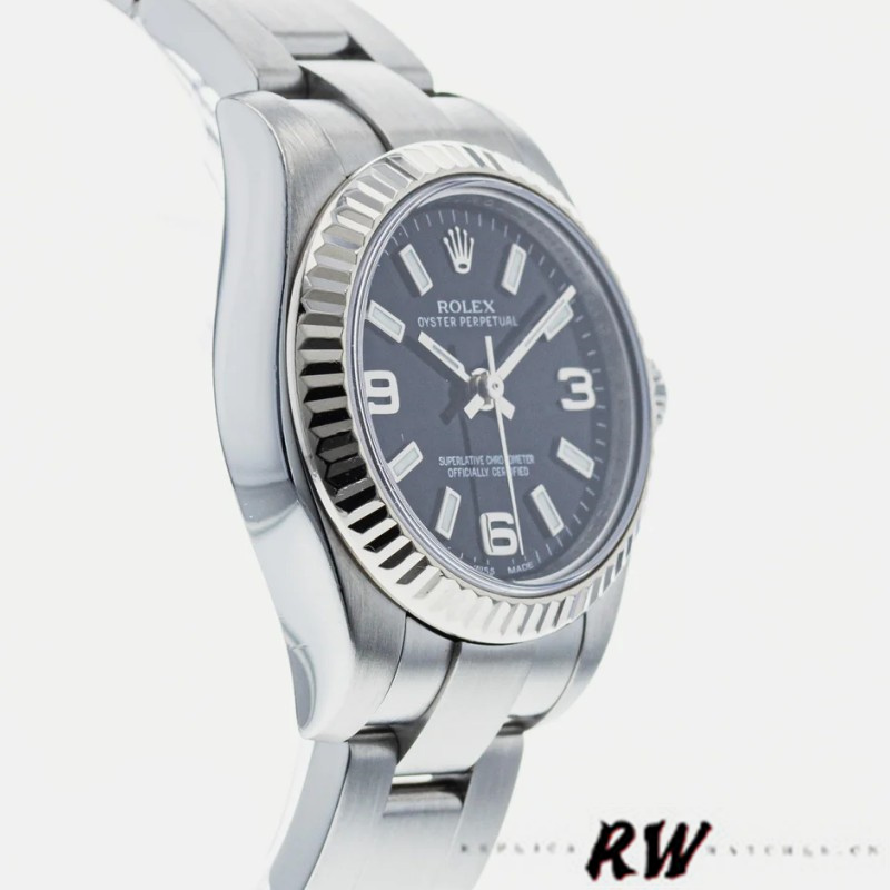 Rolex Oyster Perpetual 176234 Fluted Bezel Black Arabic Dial 26MM Lady Replica Watch - Image 2