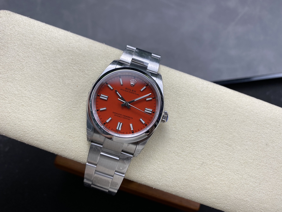 Rolex Oyster Perpetual Coral Red Dial Oyster Bracelet 126000 0007 - Image 6
