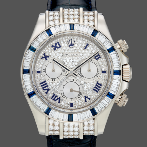 Rolex Daytona 116599 pave diamond dial Blue Leather Strap 40mm Mens Replica Watch