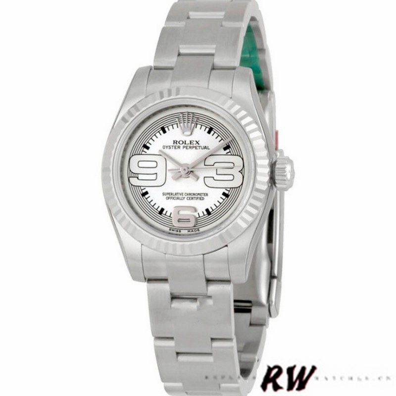 Rolex Oyster Perpetual 176234 Silver Maxi Arabic Dial 26mm Lady Replica Watch - Image 2