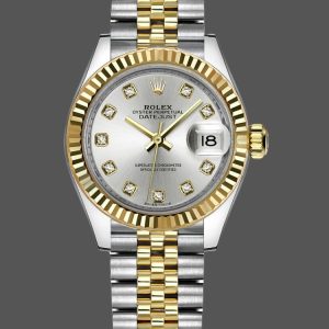 Rolex Datejust 279173 Silver Diamond Dial Fluted Bezel 28mm Lady Replica Watch