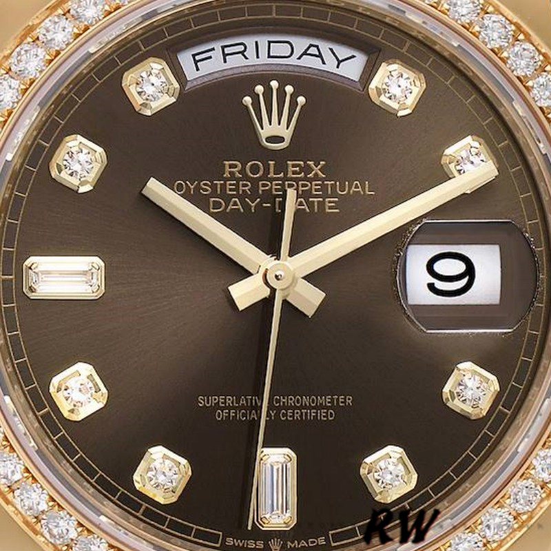 Rolex Day-Date 128348RBR Dark Grey Dial Yellow Gold 36MM Unisex Replica Watch - Image 5