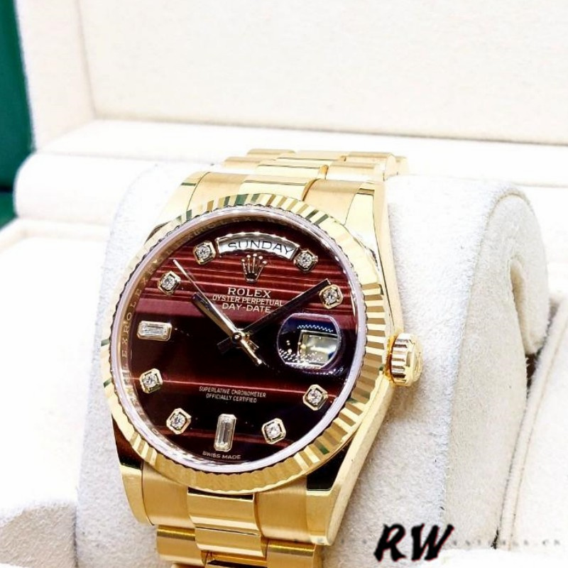 Rolex Day-Date 118238 Oyster Bracelet Diamond Bulls Eye Dial 36mm Unisex Replica Watch - Image 2