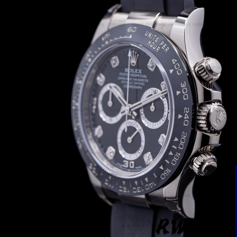 Rolex Daytona 116519 White Gold Automatic Black Dial Diamonds 40mm Mens Replica Watch - Image 14