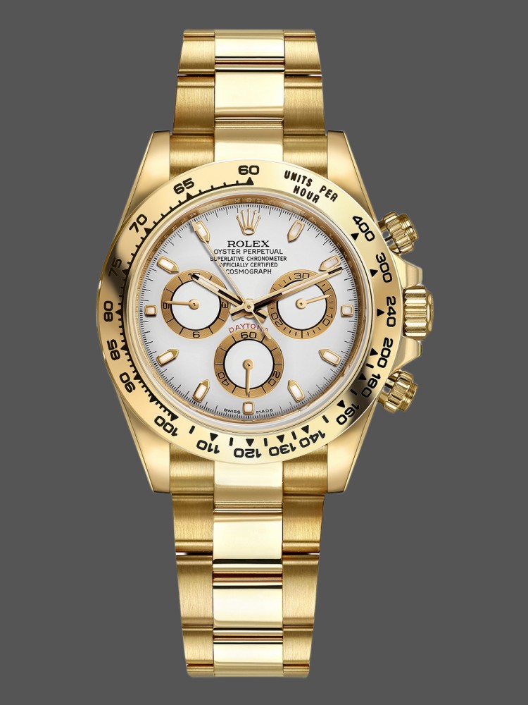 Rolex Daytona 116508 Yellow Gold White Index Dial 40MM Mens Replica Watch