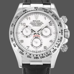 Rolex Daytona 116519 White Arabic Dial Black Leather strap 40mm Mens Replica Watch