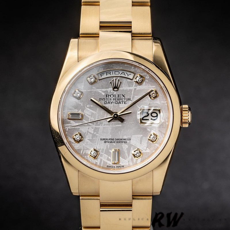 Rolex Day-Date 118208 Meteorite Grey Diamond Dial 36mm Unisex Replica Watch - Image 2