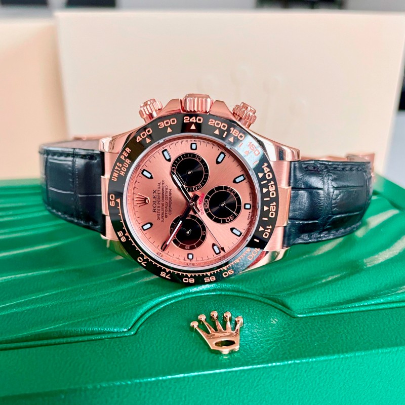 Rolex Cosmograph Daytona 116515LN Leather strap Black Pink Dial 40mm Mens Replica Watch - Image 4
