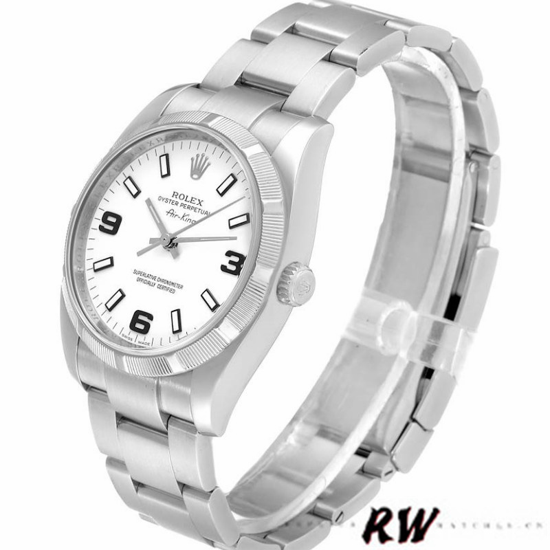 Rolex Oyster Perpetual Air King 114210 White Dial 34mm Unisex replica watch - Image 3