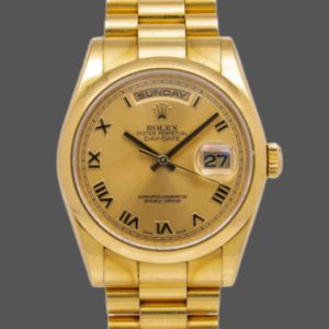Rolex Day-Date 118208 Champagne Dial Roman Numerals 36mm Unisex Replica Watch