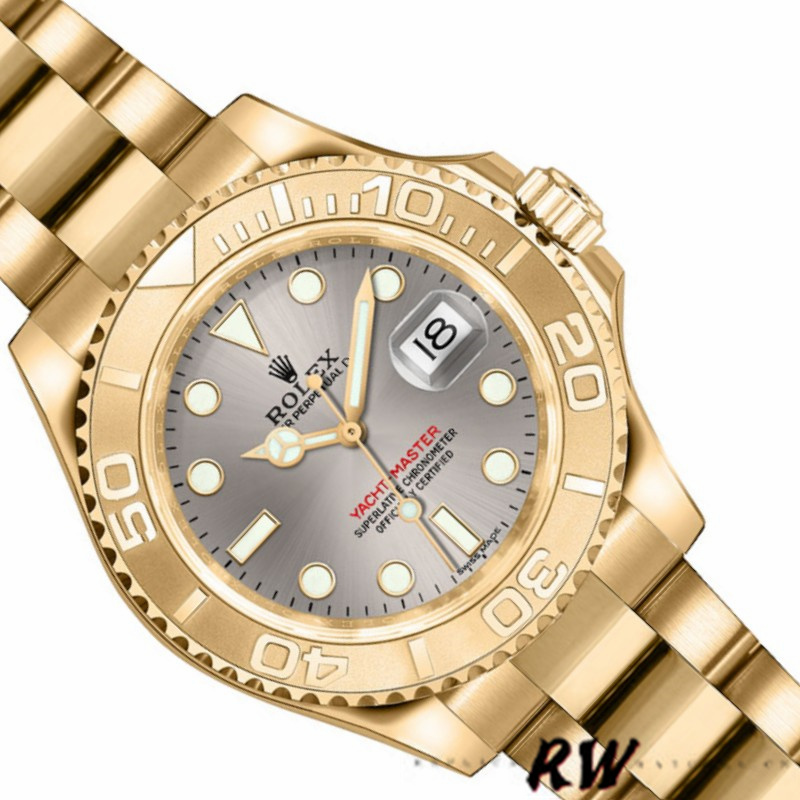 Rolex Yacht-Master 169628 Yellow Gold Grey Dial 29MM Lady Replica Watch - Image 3